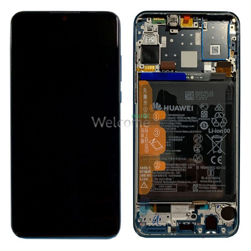 Дисплей Huawei P30 Lite в сборе с сенсором, рамкой и АКБ blue service orig