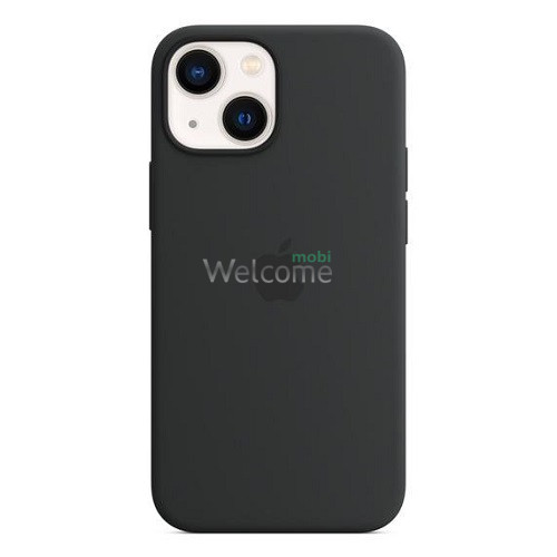 Silicone case for iPhone 13 mini (18) black (закрытый низ)