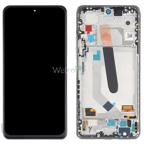 Дисплей Xiaomi Poco F3,Mi 11X,Mi 11i 2021,Redmi K40 в сборе с сенсором и рамкой Celestial Silver service orig