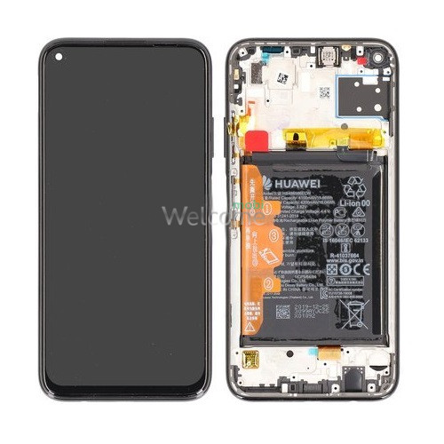 Дисплей Huawei P40 Lite,Nova 5i,Nova 7i,P20 Lite 2019 в сборе с сенсором, рамкой и АКБ Midnight Black service orig