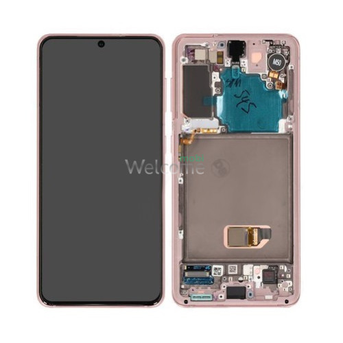 Дисплей Samsung SM-G991 Galaxy S21 в зборі з сенсором та рамкою Phantom Pink service orig