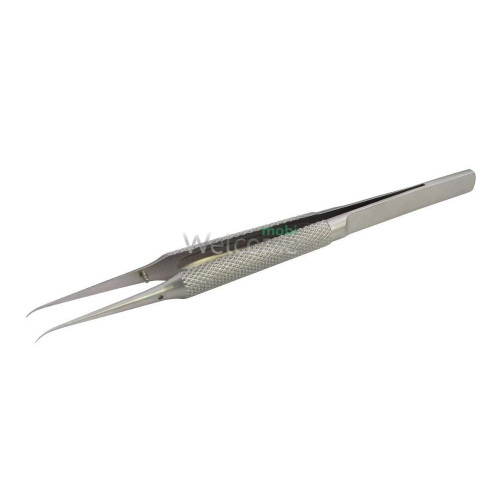 Пінцет вигнутий у футлярі AIDA AD-116-15, титановий з рифленими ручками