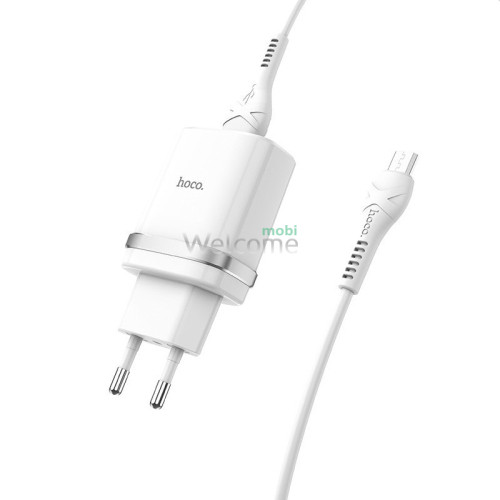 МЗП HOCO C12Q Smart QC3.0 3A 18W 1USB + кабель Micro white