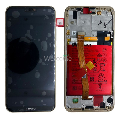 Дисплей Huawei P20 Lite/Nova 3e в зборі з сенсором, рамкою та АКБ Platinum Gold service orig