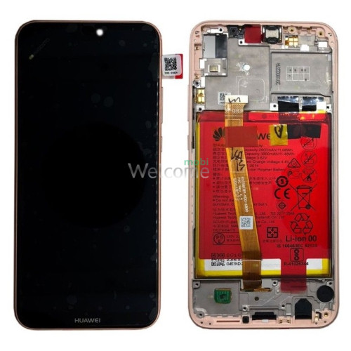 Дисплей Huawei P20 Lite/Nova 3e в зборі з сенсором, рамкою та АКБ Sakura Pink service orig