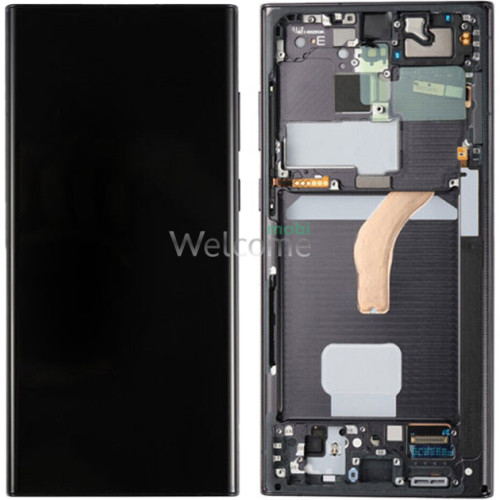 Дисплей Samsung SM-S908 Galaxy S22 Ultra (2022) в сборе с сенсором и рамкой Phantom Black service orig