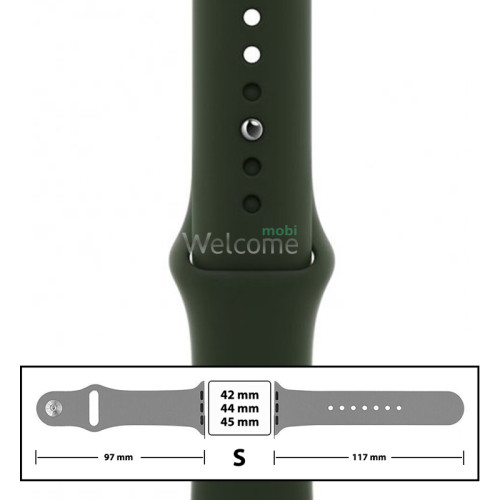 Ремешок силиконовый для Apple Watch 42,44,45 mm размер S (54) Forest Green