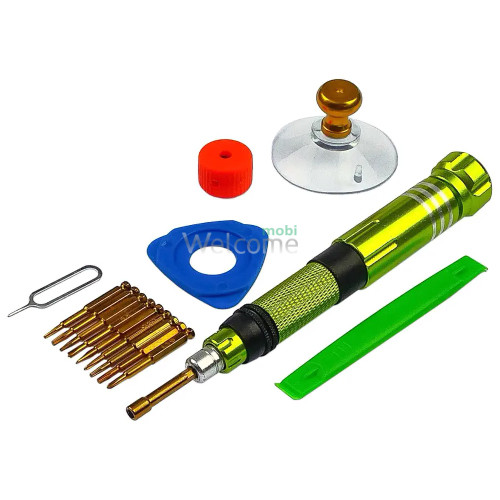 Набор инструментов A-2120 (Ручка, 10 бит, лопатка, присоска, медиатор, намагничиватель,размагничиватель, ключ для SIM)