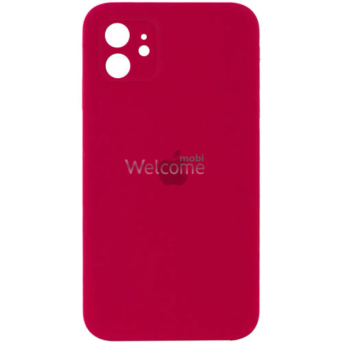 Silicone case for iPhone 11 ( 5) Rose Red (квадратный) square side 