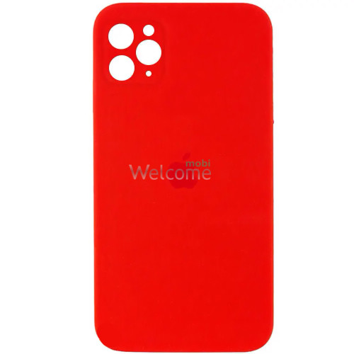 Silicone case for iPhone 11 Pro (14) Red (квадратный) square side 