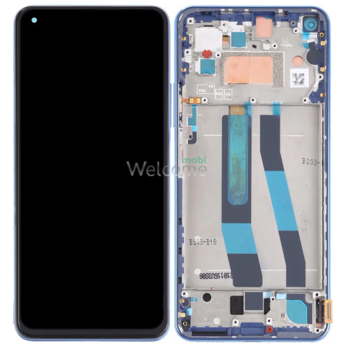 Дисплей Xiaomi 11 Lite 5G NE/11T Lite (2021) в зборі з сенсором та рамкою Bubblegum Blue service orig