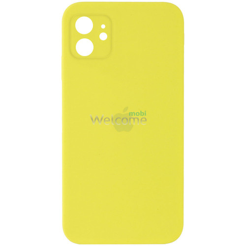 Silicone case for iPhone 11 (14) Yellow (квадратный) square side 