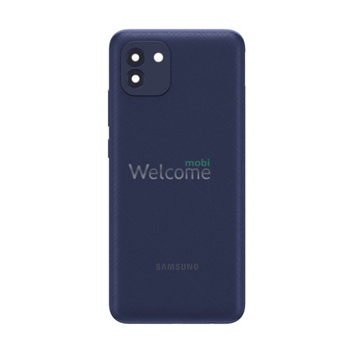 Задня кришка Samsung A035 Galaxy A03 blue (зі склом камери)