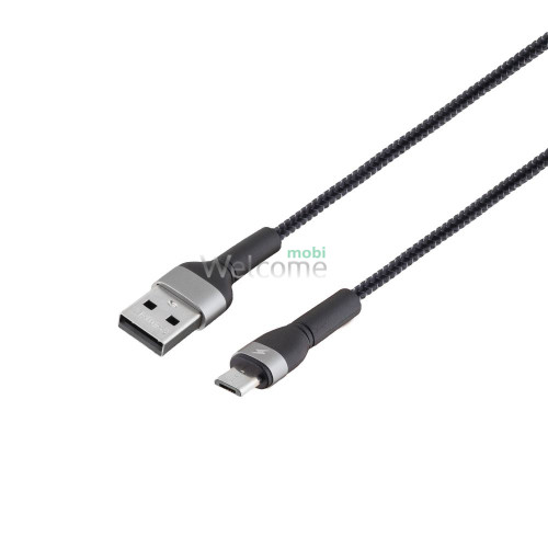 USB кабель micro Remax Jany Series Aluminum Alloy Braided RC-124m, 2.4A 1m black