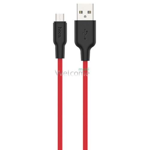 USB кабель HOCO X21 Plus Silicone microUSB 3A 2m black,red