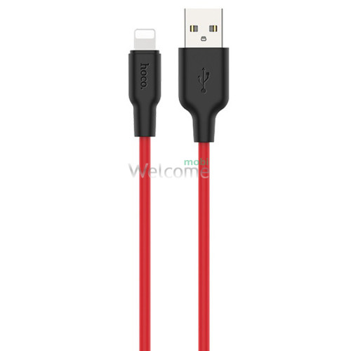 USB кабель HOCO X21 Plus Silicone Lightning 2.4A 2m black/red