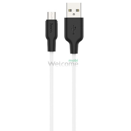 USB кабель HOCO X21 Plus Silicone microUSB 2.4A 1m black/white
