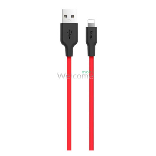 USB кабель HOCO X21 Plus Silicone Lightning 2.4A 1m black/red