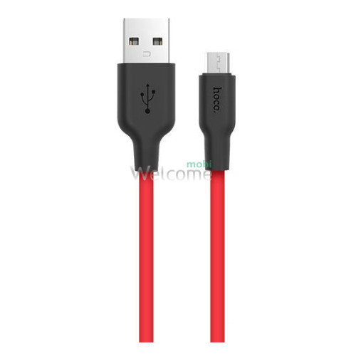 USB кабель HOCO X21 Plus Silicone microUSB 2.4A 1m black,red