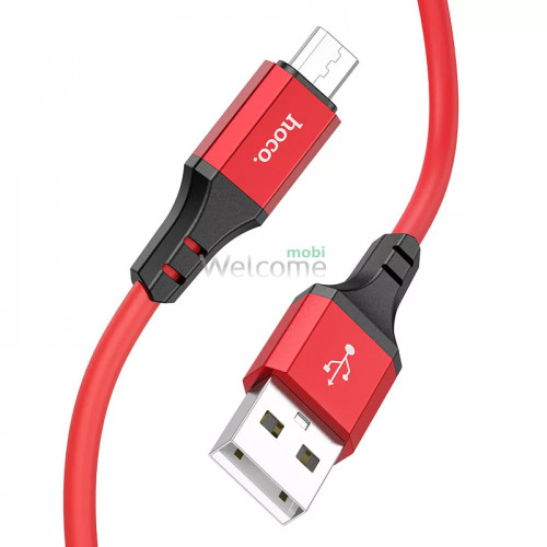 USB кабель HOCO X86 Spear microUSB 2.4A 1m red