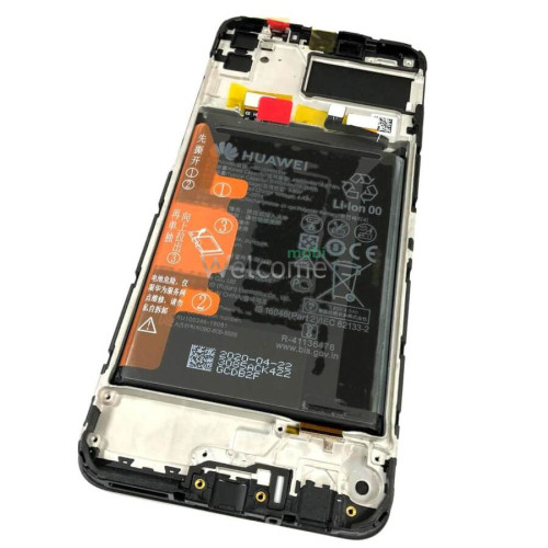 Дисплей Huawei Honor 9A 2020,Y6p в сборе с сенсором, рамкой и АКБ black service orig