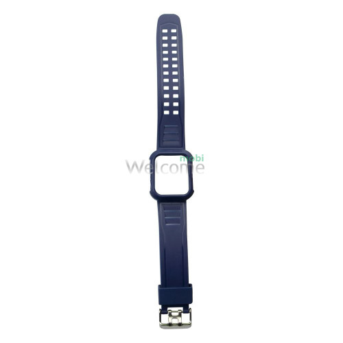 Ремешок силиконовый для Apple Watch 38,40,41 mm Silicone Shine с защитным кейсом Midnight Blue
