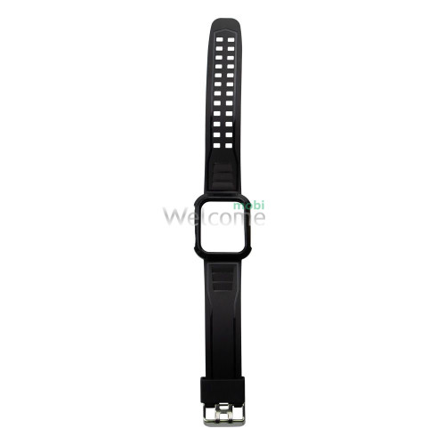 Ремешок силиконовый для Apple Watch 38,40,41 mm Silicone Shine с защитным кейсом Black