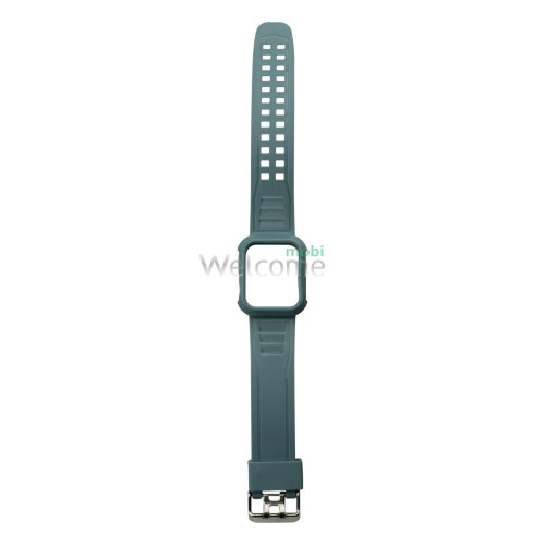 Ремінець силіконовий для Apple Watch 38/40/41 mm Silicone Shine із захисним кейсом Midnight Green
