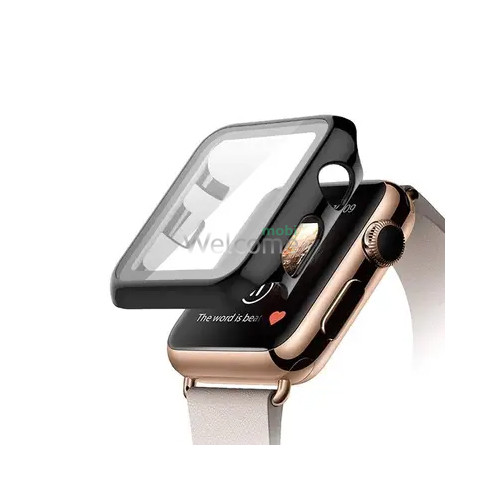 Чехол с защитным стеклом для Apple Watch 1,2,3 38mm black
