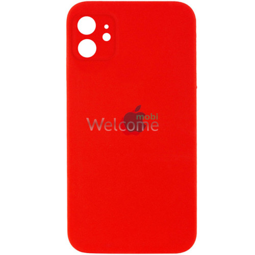 Silicone case for iPhone 11 (14) Red (квадратный) square side 