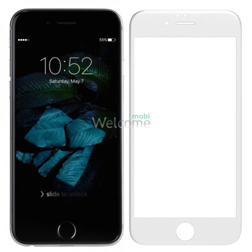 Стекло iPhone 6,6S 4.7 (0.3 мм, 6D, белое) без упаковки