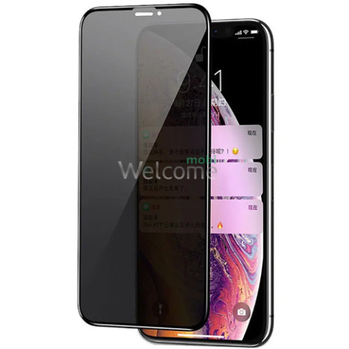 Скло iPhone XR (2018)/11 6.1 (Антишпигун, чорне) без упаковки