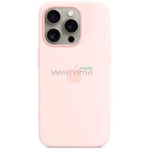 Silicone case for iPhone 15 Pro Max ( 6) light pink (закритий низ)