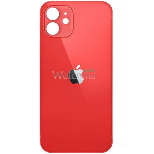 Задняя крышка (стекло) iPhone 12 red (big hole) (оригинал завод)
