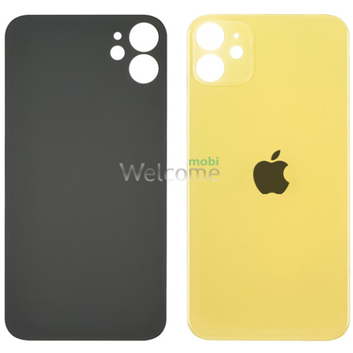 Задняя крышка (стекло) iPhone 11 yellow (big hole) (оригинал завод)