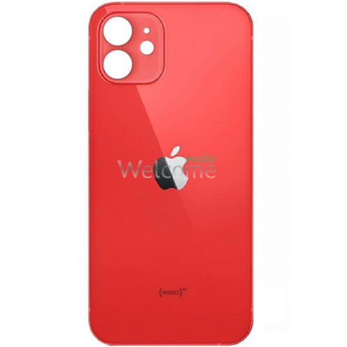 Задня кришка (скло) iPhone 12 red (big hole)