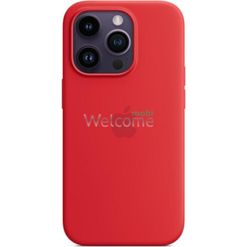 Silicone case for iPhone 15 Pro (14) red (закритий низ)