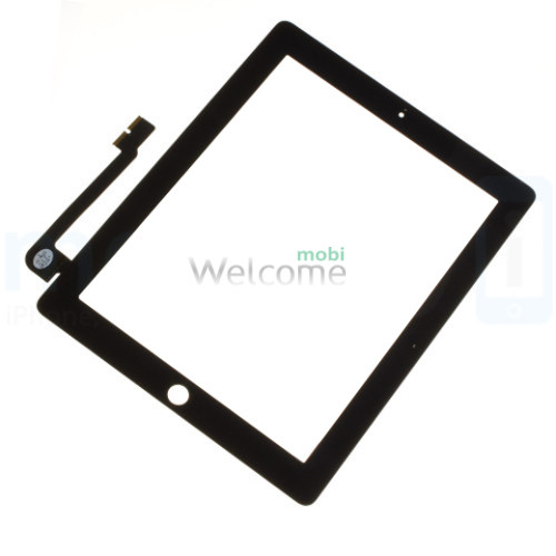 Сенсор iPad 4 зі шлейфом кнопки ввімкнення та кнопкою меню (home) black (оригінал)