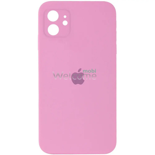 Silicone case for iPhone 11 ( 6) light pink (квадратний) square side 