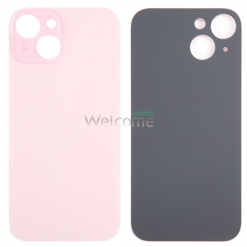 Задняя крышка (стекло) iPhone 15 pink (big hole) (оригинал завод)
