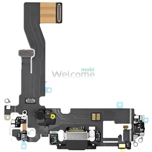 Шлейф iPhone 12/iPhone 12 Pro з роз`ємом зарядки та мікрофоном black (знятий оригінал)
