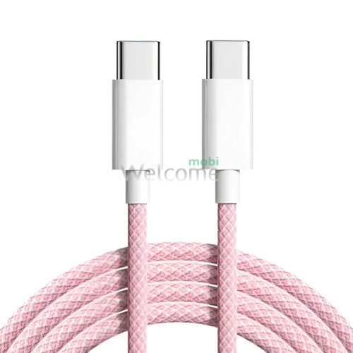 PD кабель Type-C to Type-C Apple Woven Charge Cable, 1м рожевий