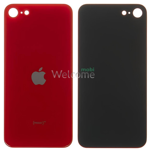 Задня кришка (скло) iPhone SE 2020 red (big hole)