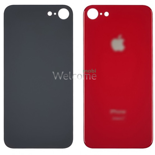 Задня кришка (скло) iPhone 8 red (big hole)
