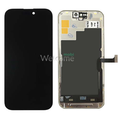 Дисплей iPhone 15 Pro в зборі з сенсором та рамкою black (оригінал завод)