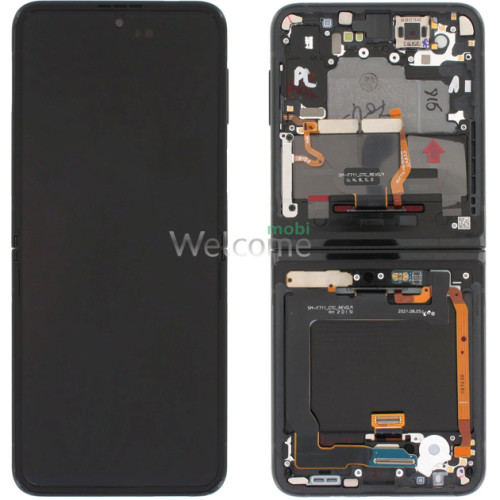 Дисплей Samsung SM-F711 Z Flip 3 5G (2021) в зборі з сенсором та рамкою black service orig (INNER)
