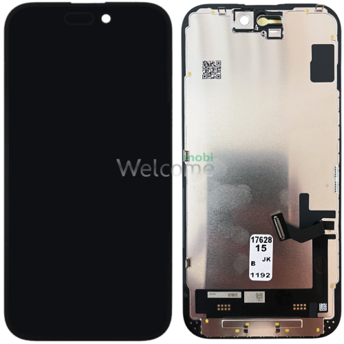 Дисплей iPhone 15 в зборі з сенсором та рамкою black (JK in-cell TFT)