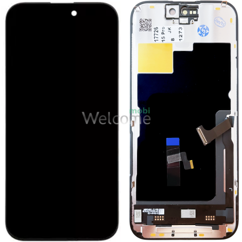 Дисплей iPhone 15 Pro в зборі з сенсором та рамкою black (JK in- cell TFT) (під замену IC)