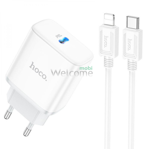 МЗП HOCO C104A PD (20W, Type-C) + PD кабель Type-C to Lightning white