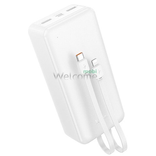 Зовнішній акумулятор (power bank) Hoco J118B 30000mAh white + кабель Type-C/Lightning